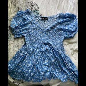 Kendall + Kylie Blue Floral Blouse